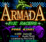 Armada FX Racers title screen for GameBoy Color